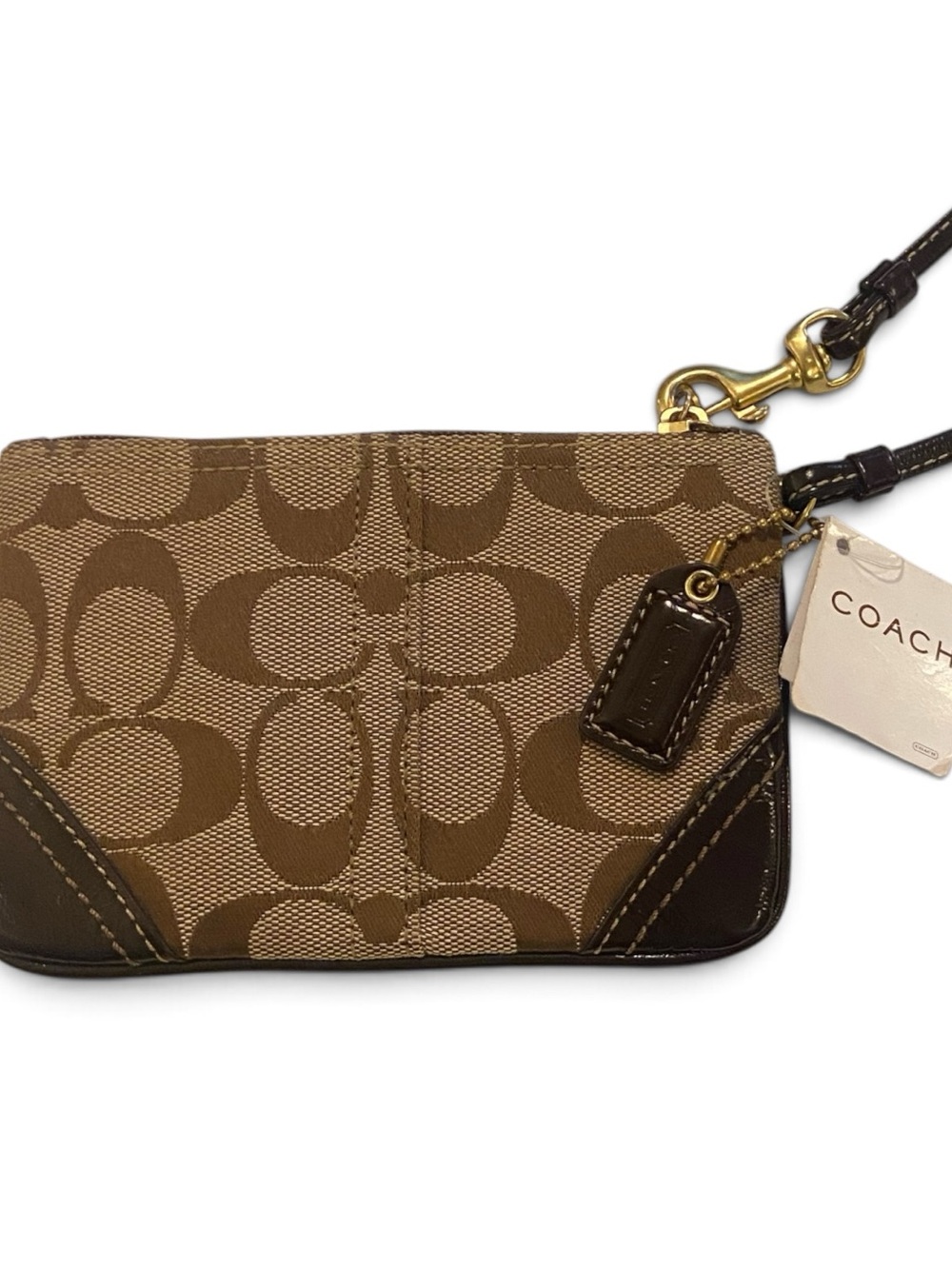 VTG Coach Hampton Y2K Signature Brown Wristlet Bag 6F08 NWT New